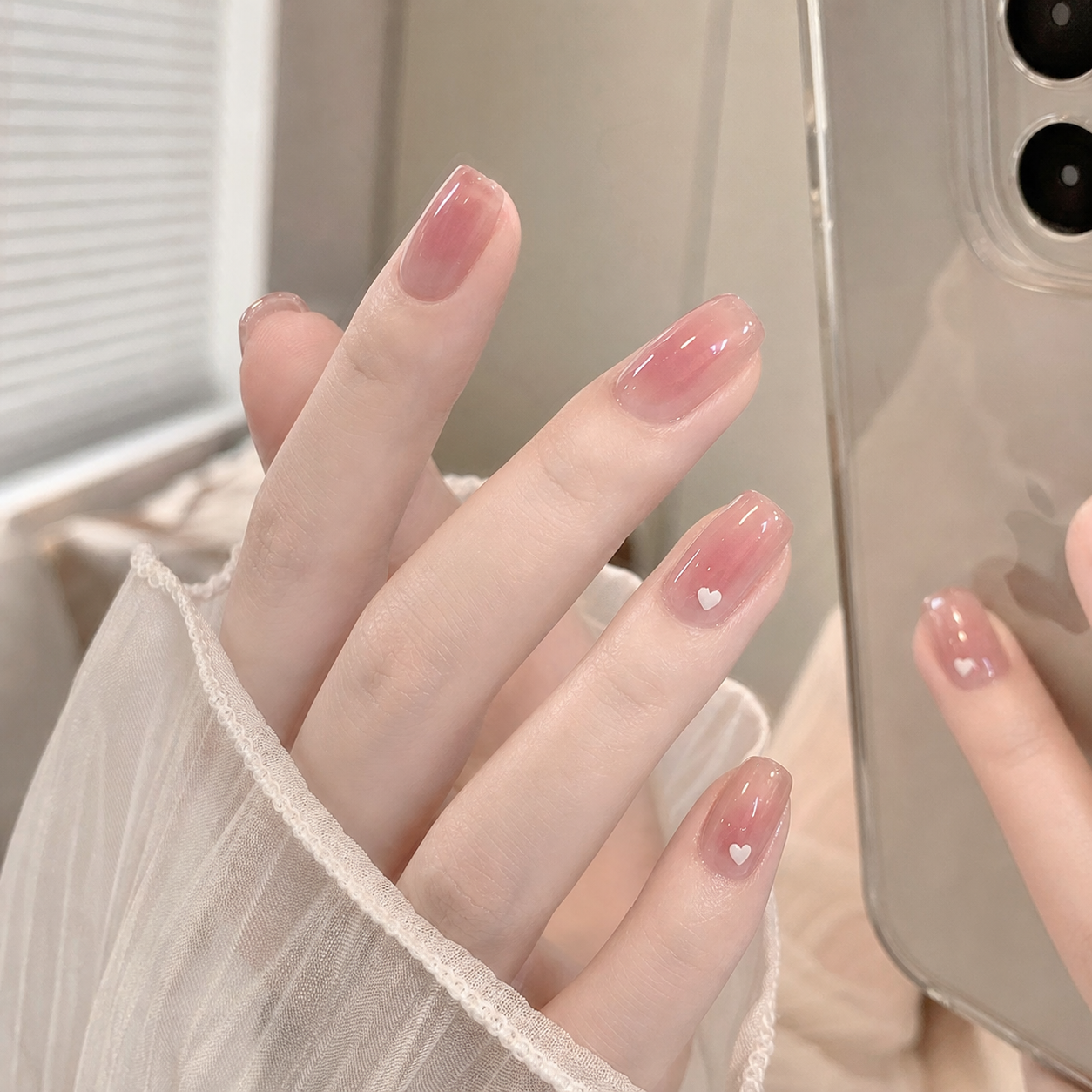 Pink And White Square Nail Design