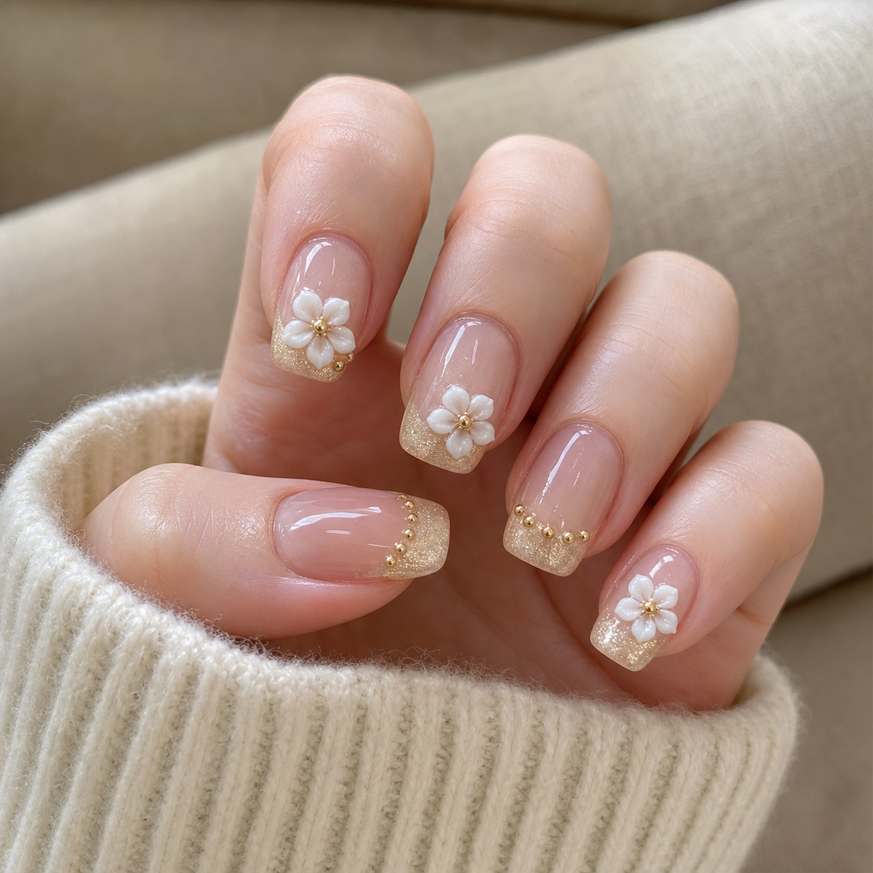 Glossy Pink And Sheer Nude Square Nail Design
